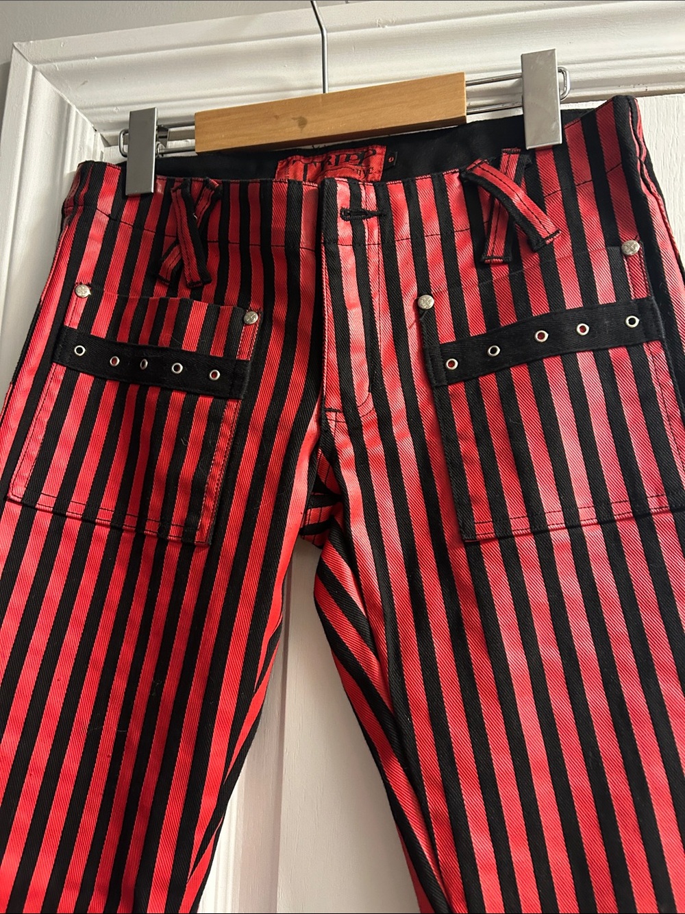 Tripp NYC Red & Black Striped Skinny Jeans - Picture 2 of 8